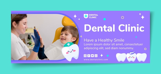 Hand drawn flat design dental clinic template