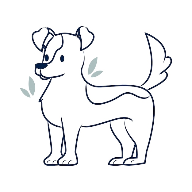 Hand drawn flat design dog outline