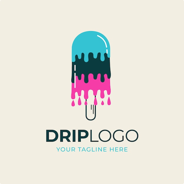 Hand drawn flat design drip logo