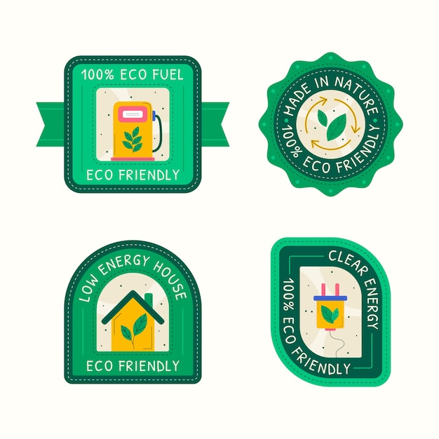 hand drawn flat design eco friendly labels