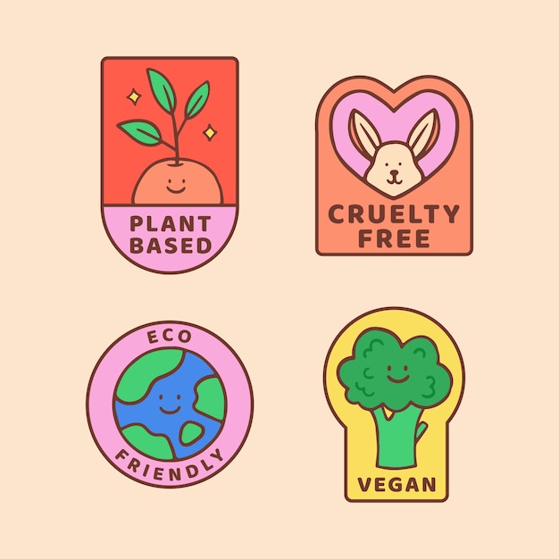 Vector hand drawn flat design eco friendly labels