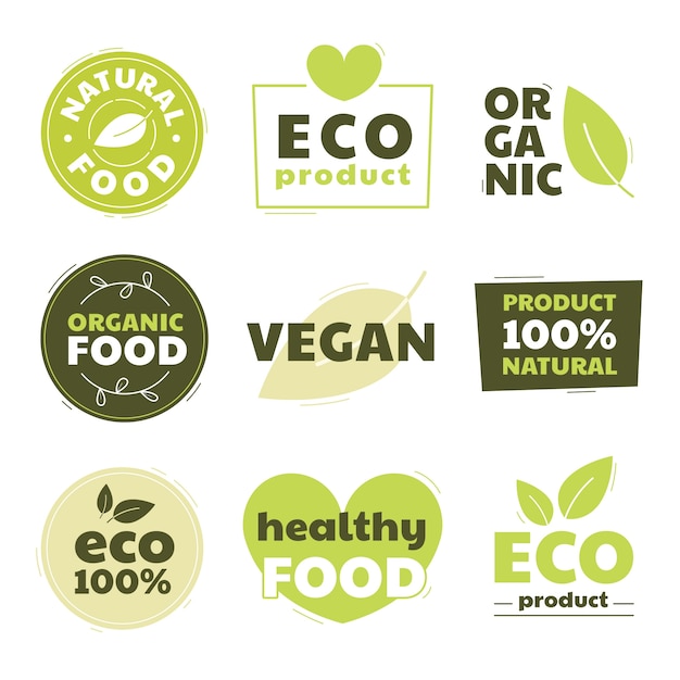 Hand drawn flat design eco friendly labels