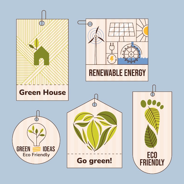 Vector hand drawn flat design eco friendly labels