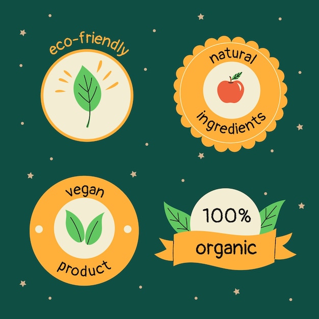 Vector hand drawn flat design ecology badges