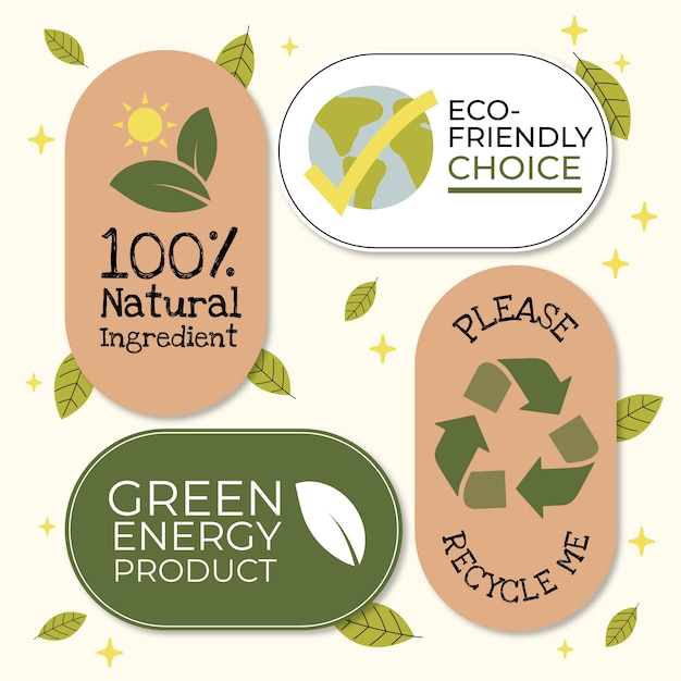 Vector hand drawn flat design ecology badges