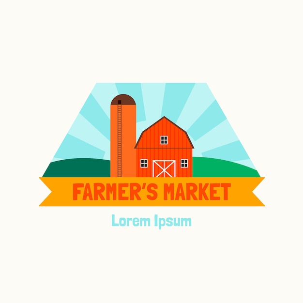 Hand drawn flat design farmers market logo