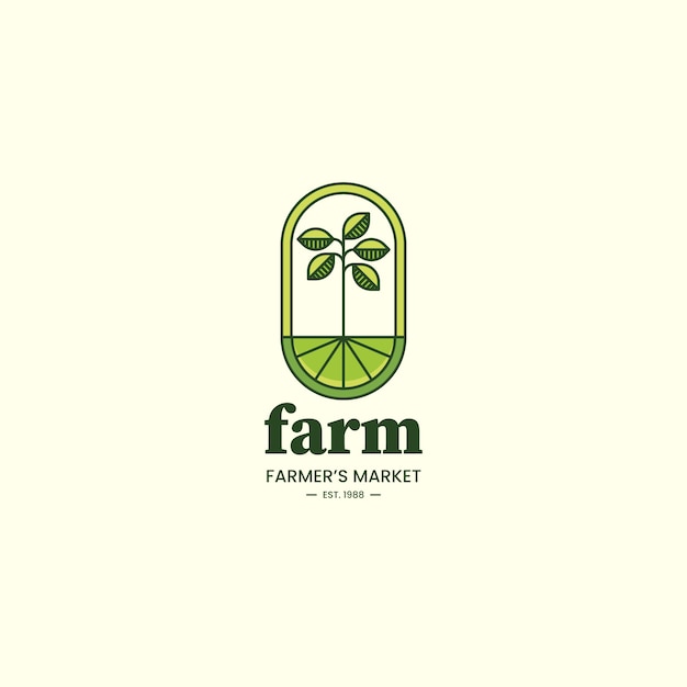 Vector hand drawn flat design farmers market logo