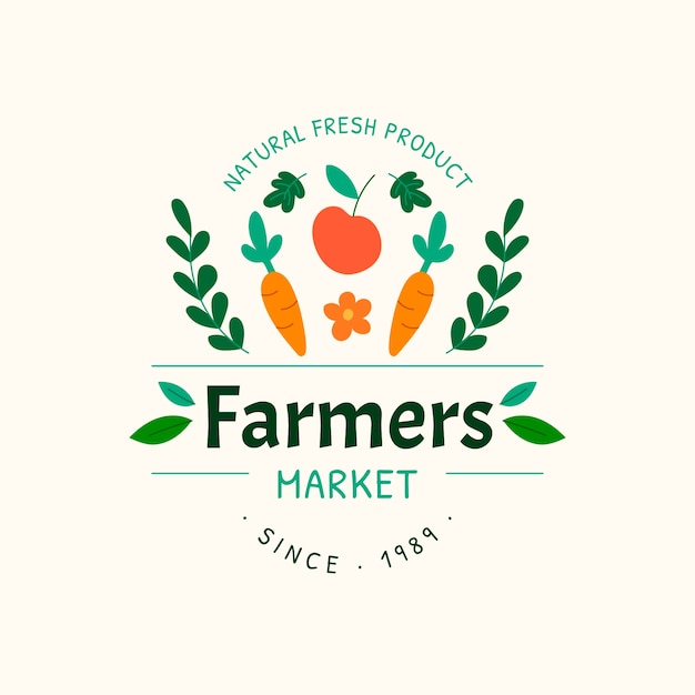 Hand drawn flat design farmers market logo