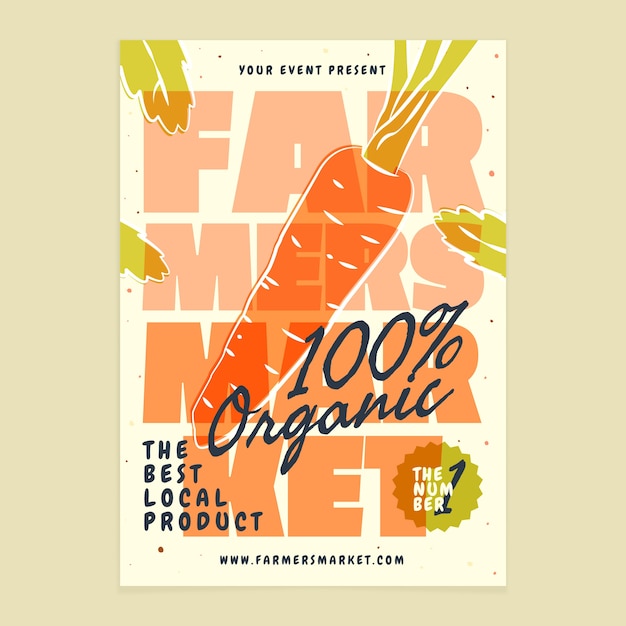 Vector hand drawn flat design farmers market poster