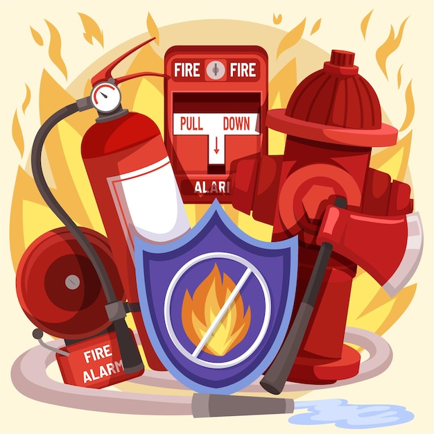 Hand drawn flat design fire prevention concept