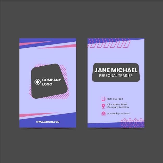 Vector hand drawn flat design fitness business card