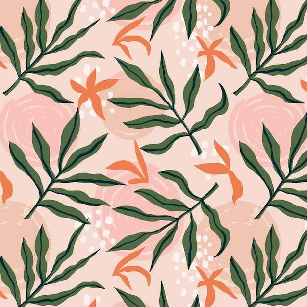 Vector hand drawn flat design floral pattern design