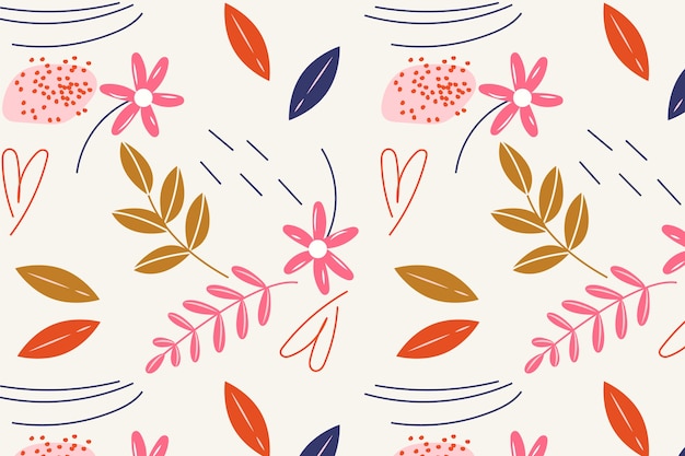 Hand drawn flat design floral pattern