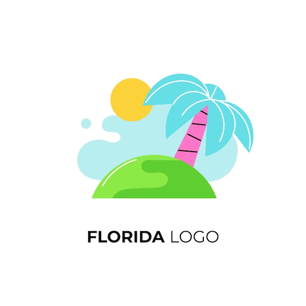 Vector hand drawn flat design florida logo template