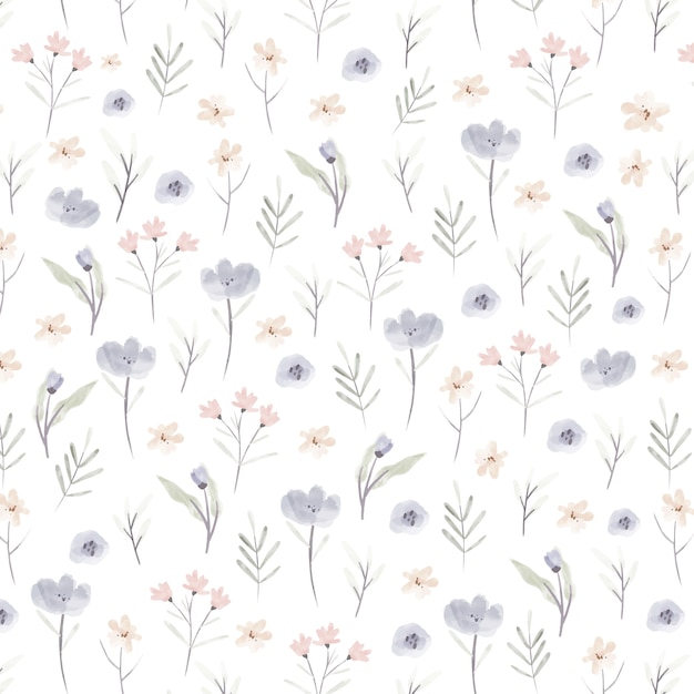 Vector hand drawn flat design flower pattern