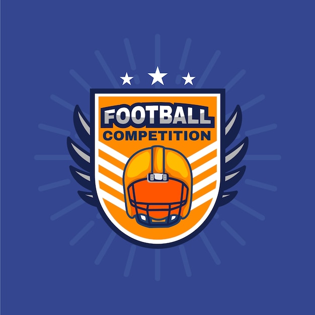 Vector hand drawn flat design football logo template