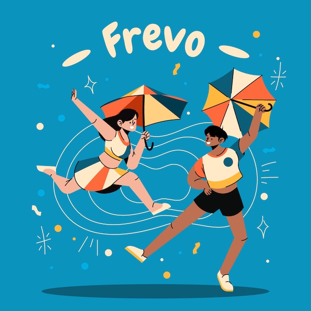 Hand drawn flat design frevo illustration