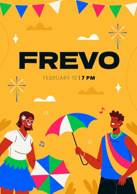 Vector hand drawn flat design frevo poster