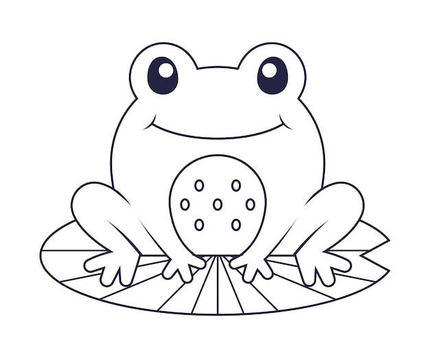 Hand drawn flat design frog outline