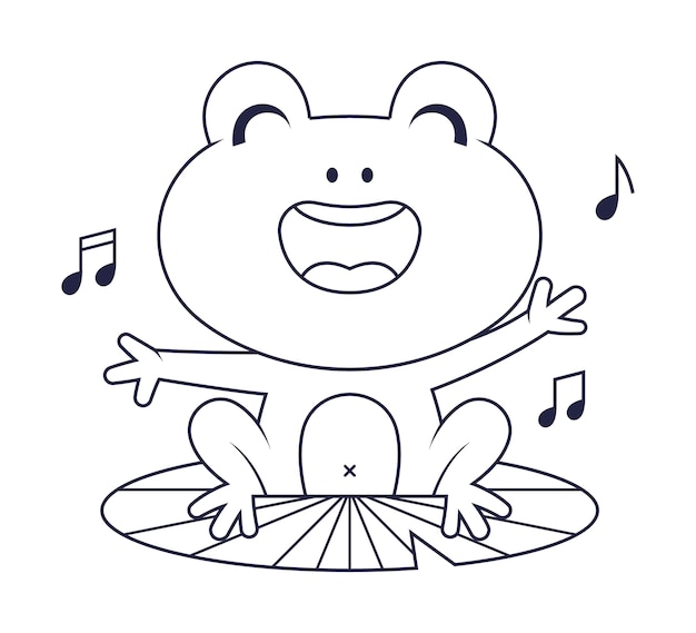 Hand drawn flat design frog outline