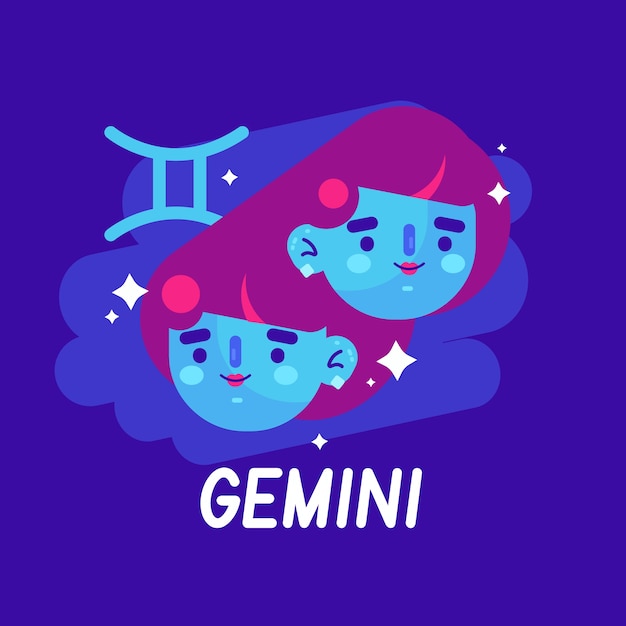 Vector hand drawn flat design gemini logo