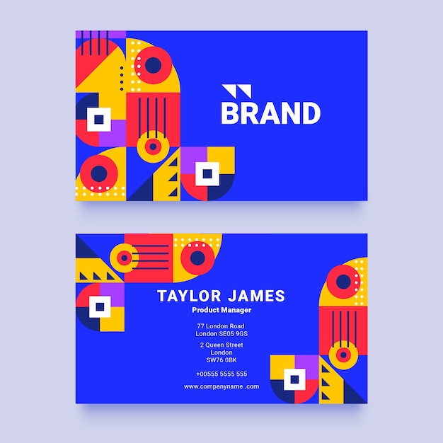 Vector hand drawn flat design geometric business card