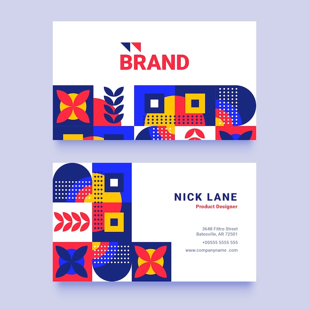 Hand drawn flat design geometric business card