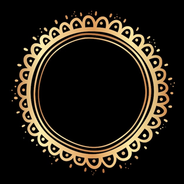 Vector hand drawn flat design golden frame