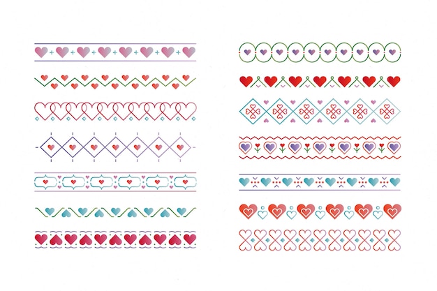 Vector hand drawn flat design hearts border and frame