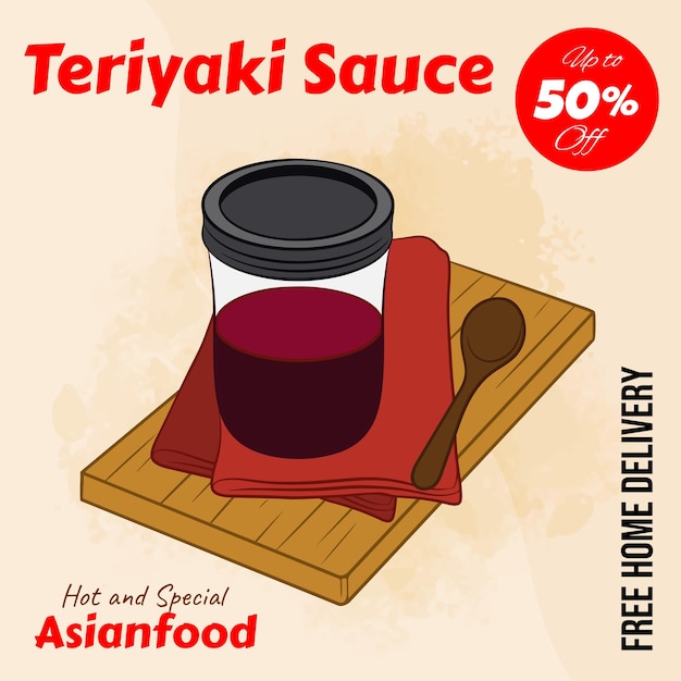 Hand drawn flat design japan food illustration