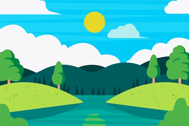 Hand drawn flat design landscape