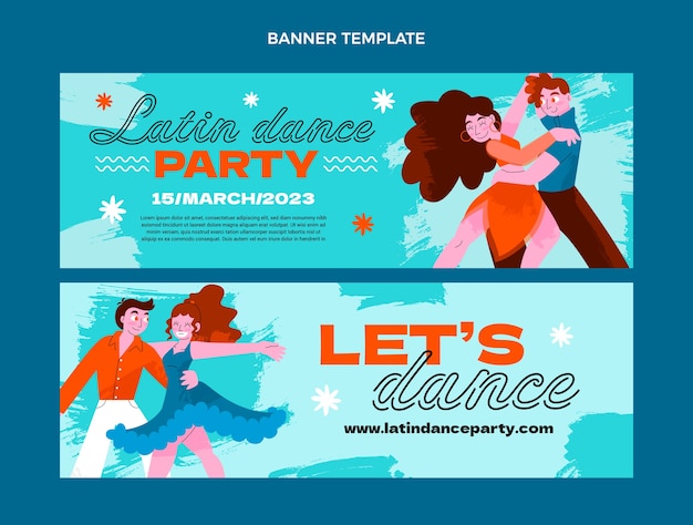 Hand drawn flat design latin dance party template