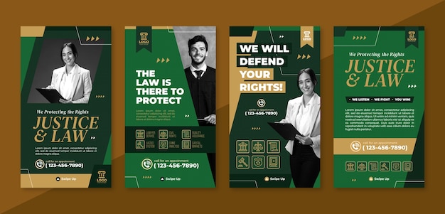 hand drawn flat design law firm instagram stories
