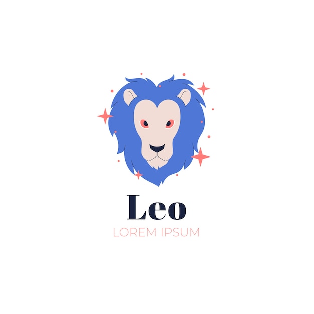 Logo del leone dal design piatto disegnato a mano