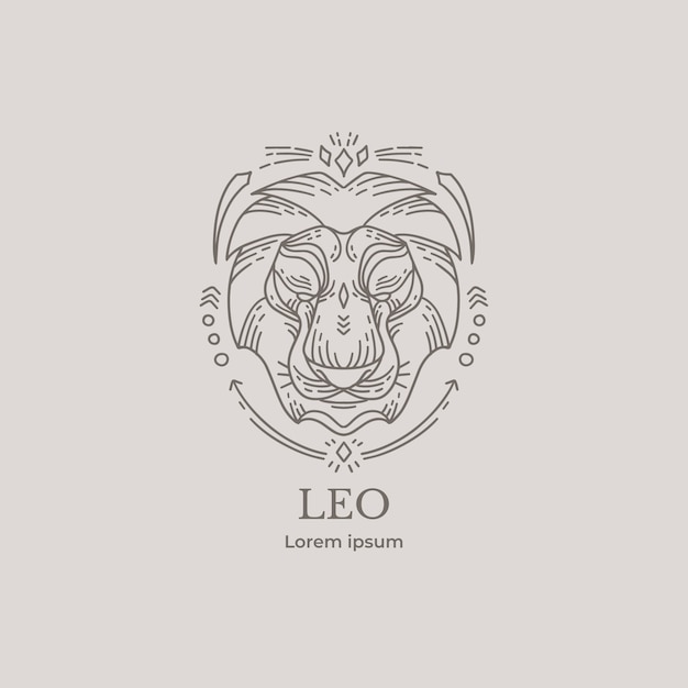 ベクトル 手描きのフラットなデザインのレオのロゴ