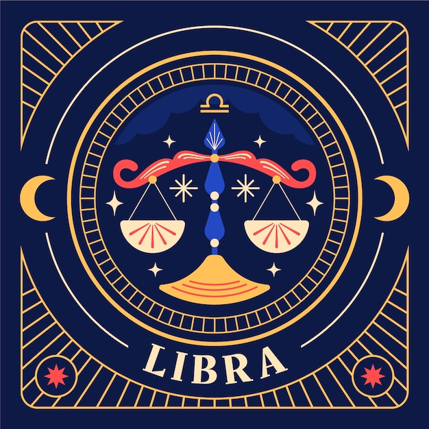 Hand drawn flat design libra logo template