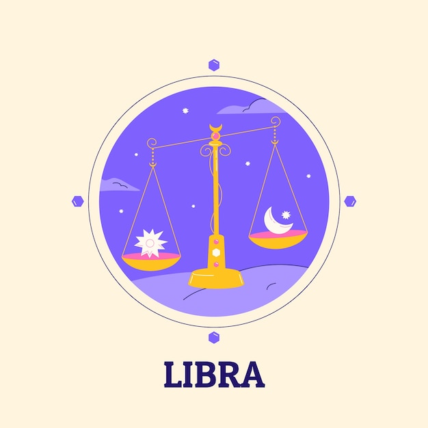 Vector hand drawn flat design libra logo