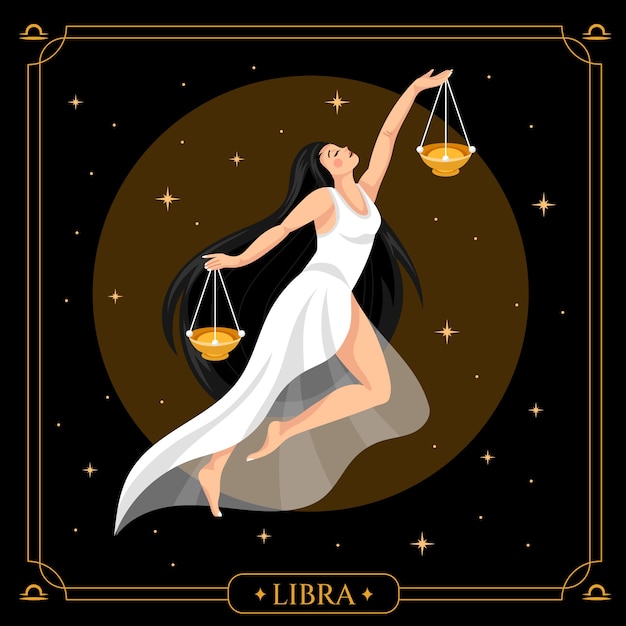 hand drawn flat design libra logo