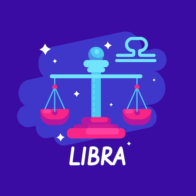 Vector hand drawn flat design libra logo