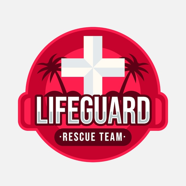 Vector hand drawn flat design lifeguard logo