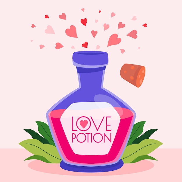 Vector hand drawn flat design love potion illustration