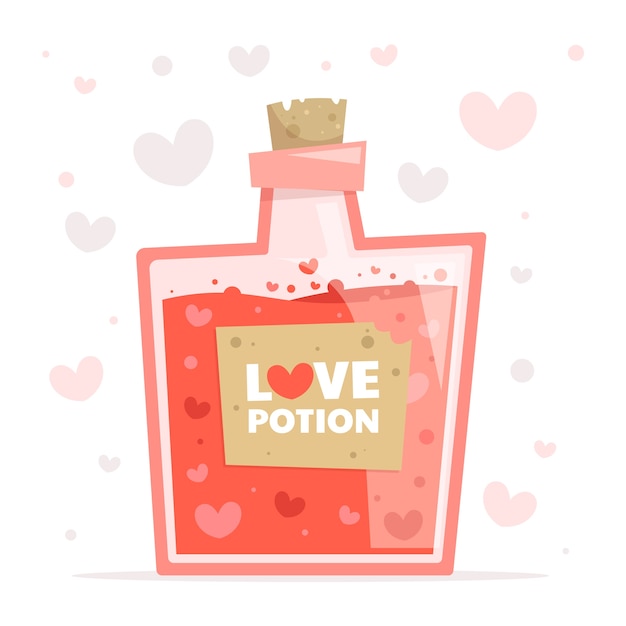 Hand drawn flat design love potion illustration