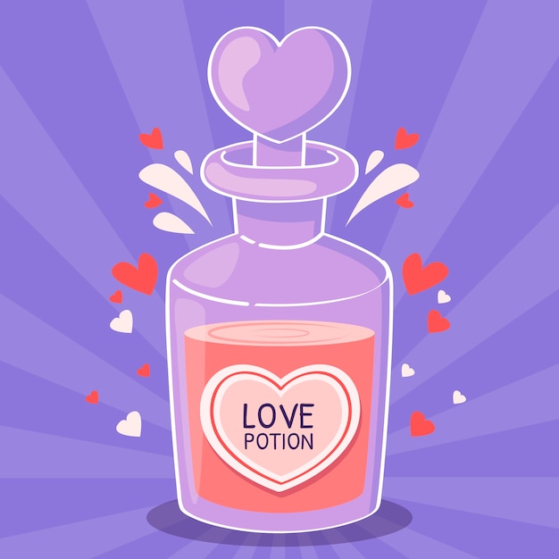 Vector hand drawn flat design love potion illustration