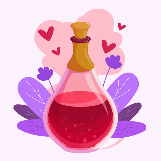 Vector hand drawn flat design love potion illustration