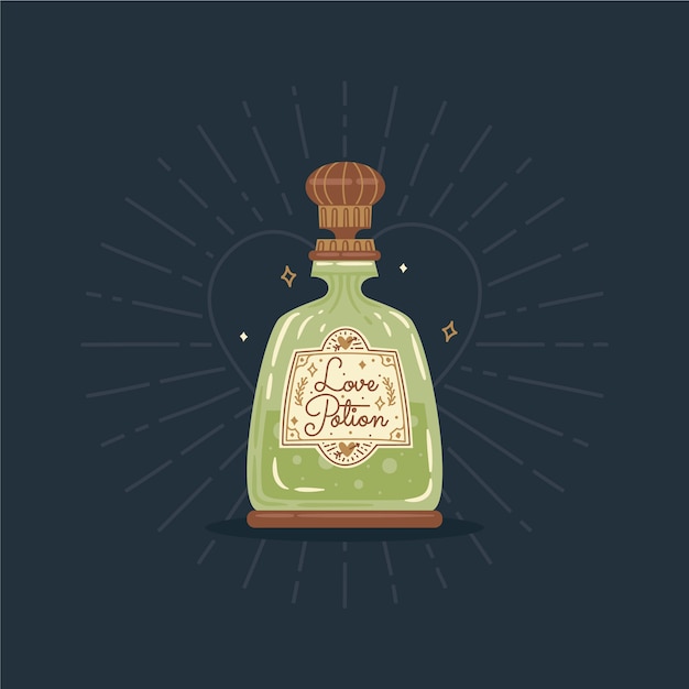 Hand drawn flat design love potion illustration