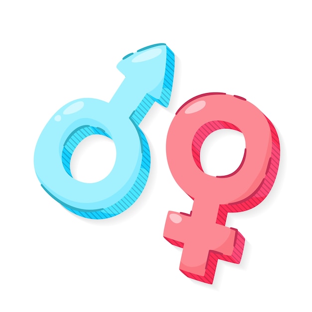 Vector hand drawn flat design male female symbols