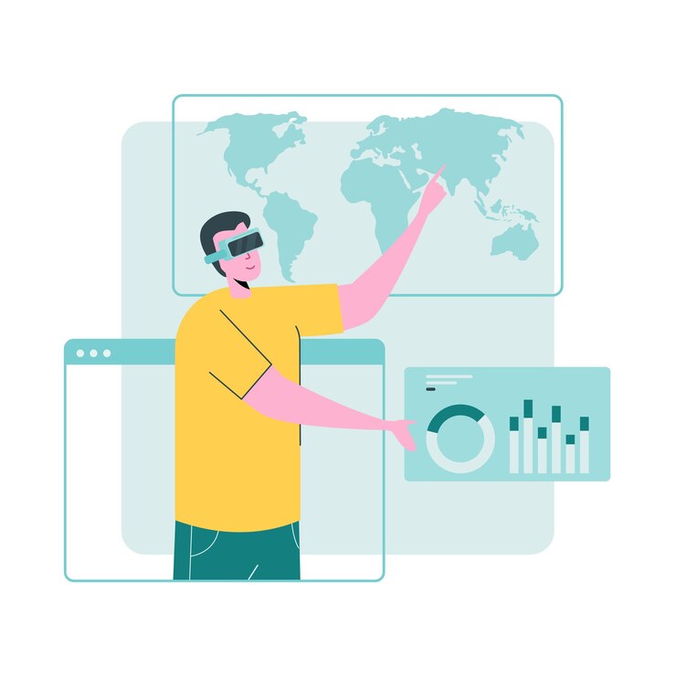 Vector hand drawn flat design metaverse concept illustration
