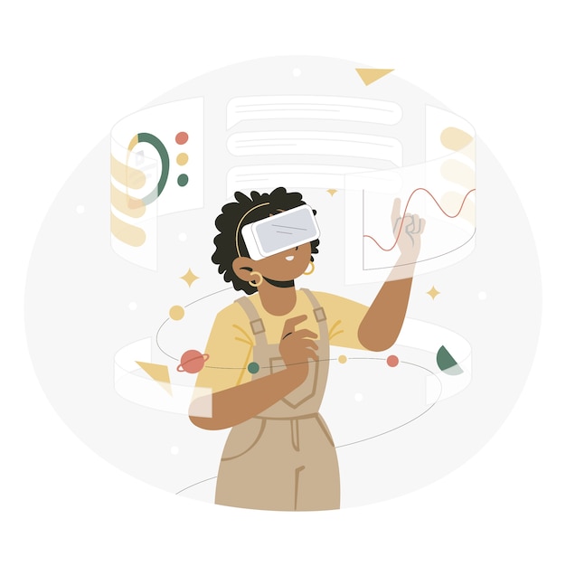 Hand drawn flat design metaverse illustration