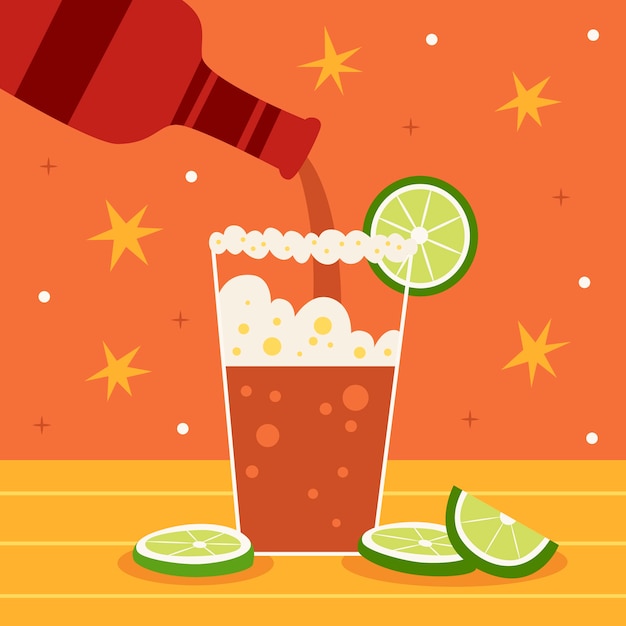 Hand drawn flat design michelada illustration