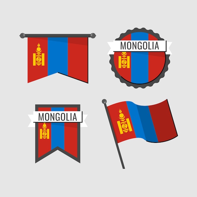 Emblemi nazionali della mongolia di design piatto disegnato a mano